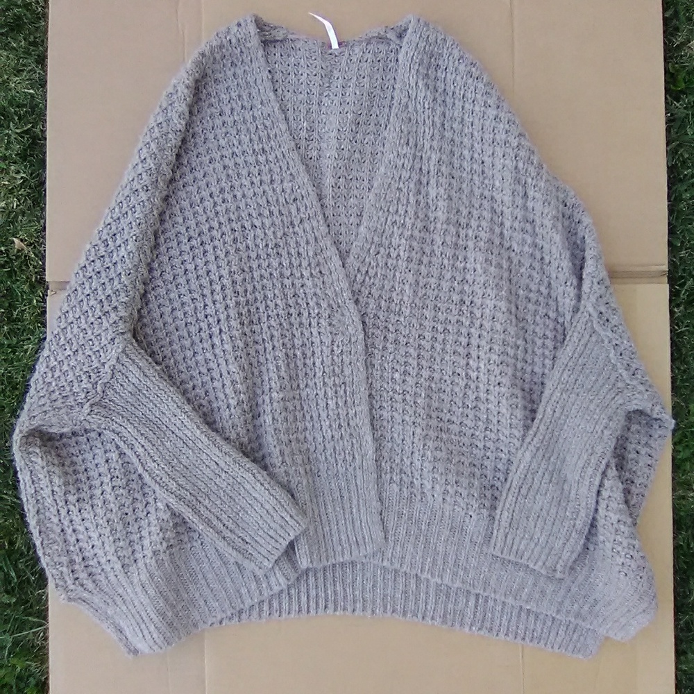 Free People waffle knit bat wing cardigan - Picture 5 of 8